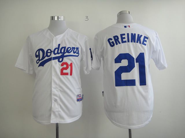 Men Los Angeles Dodgers #21 Greinke White MLB Jerseys